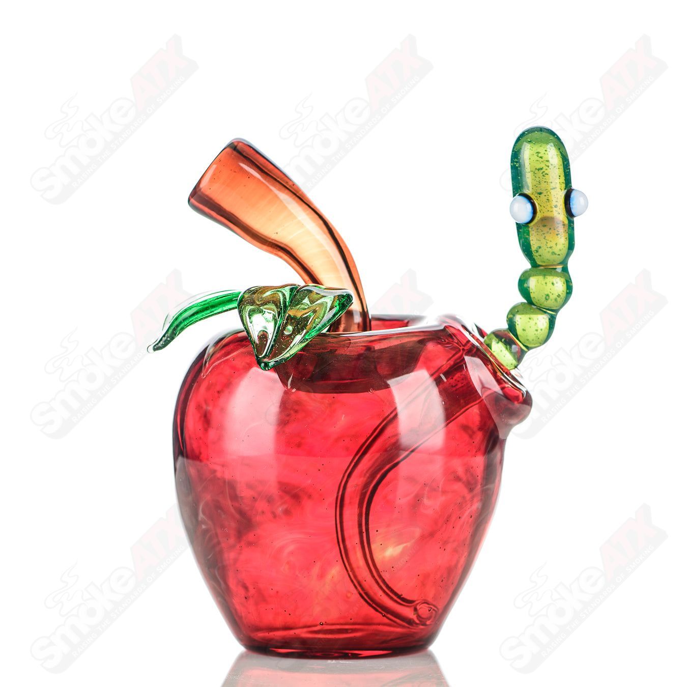 Red Apple Rig w/ Worm Dabber Pouch Glass - Smoke ATX