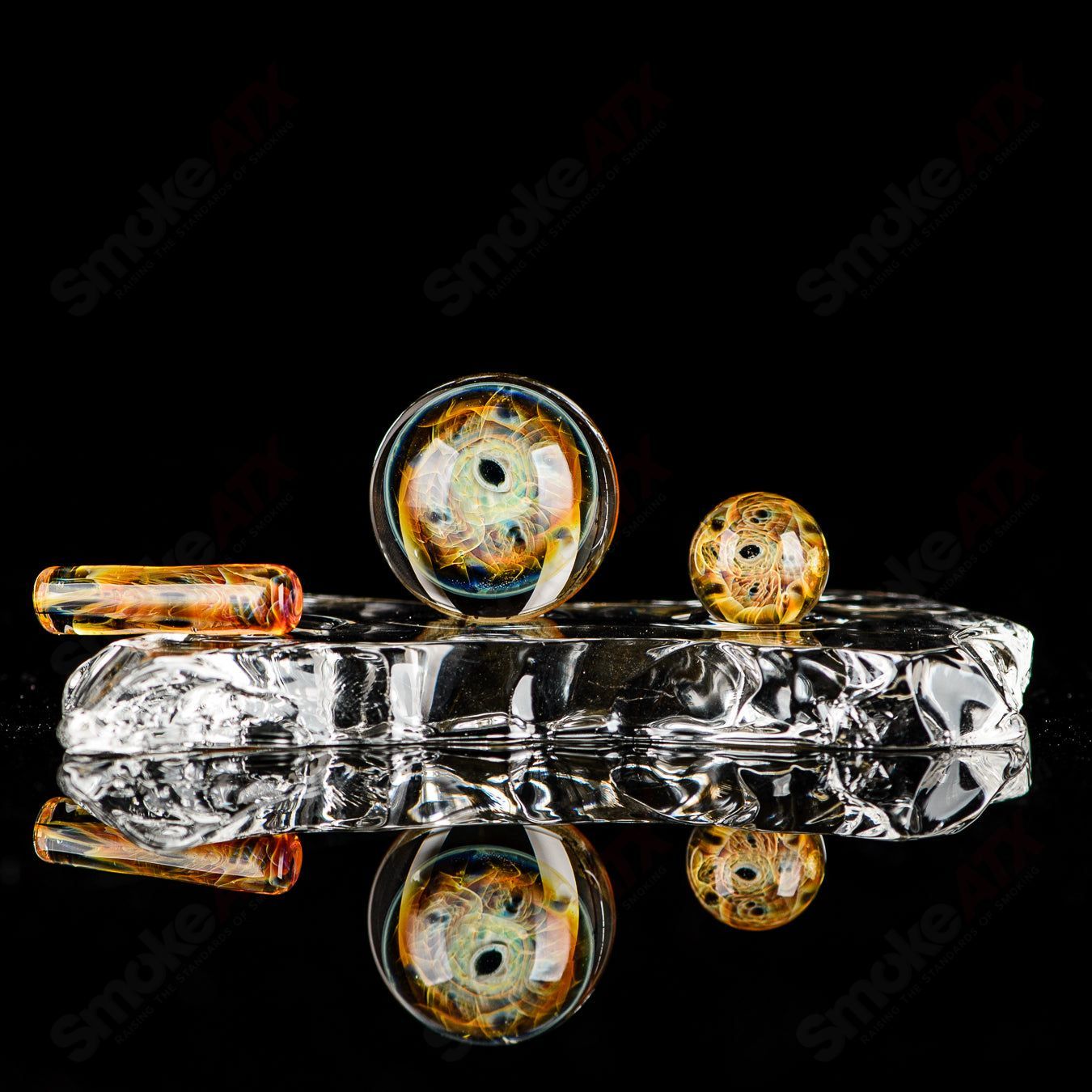 3pc UV Eye Cluster Milli Slurper Set Indo Glass - Smoke ATX