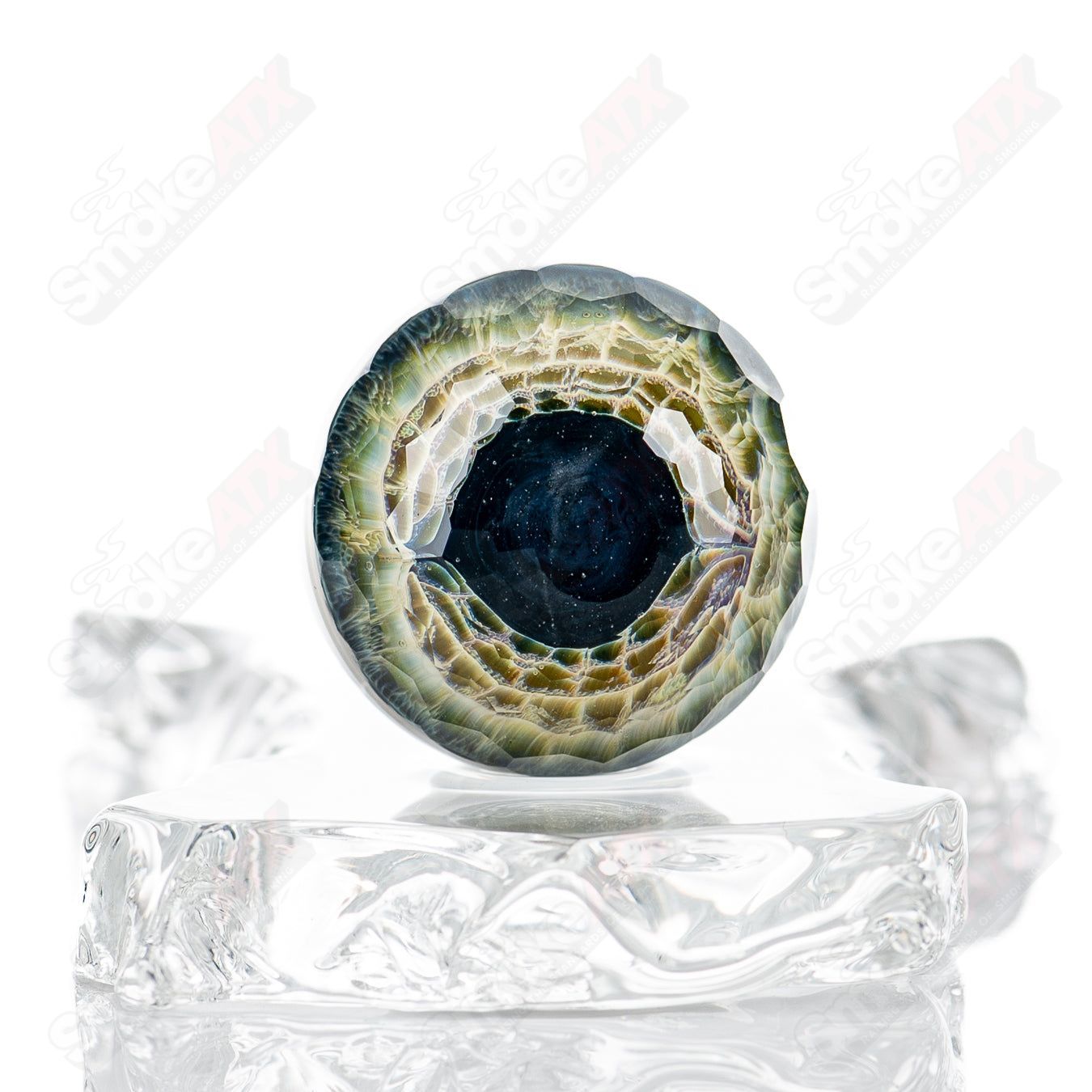 1 Faceted Eye Marble Indo Glass x Fatal Facets - Smoke ATX
