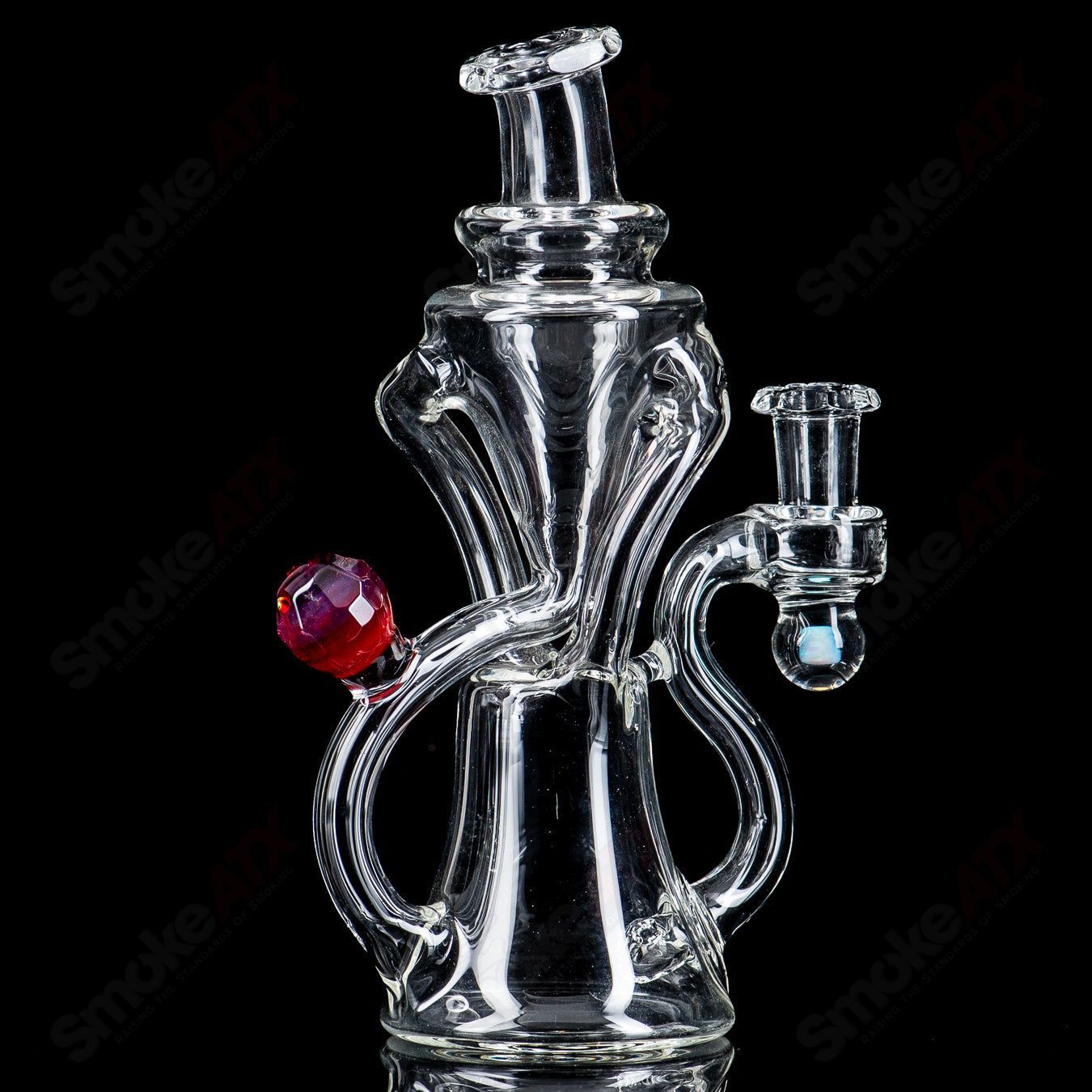 1 NJR Faceted Spinner Recycler w/ Opal - Smoke ATX
