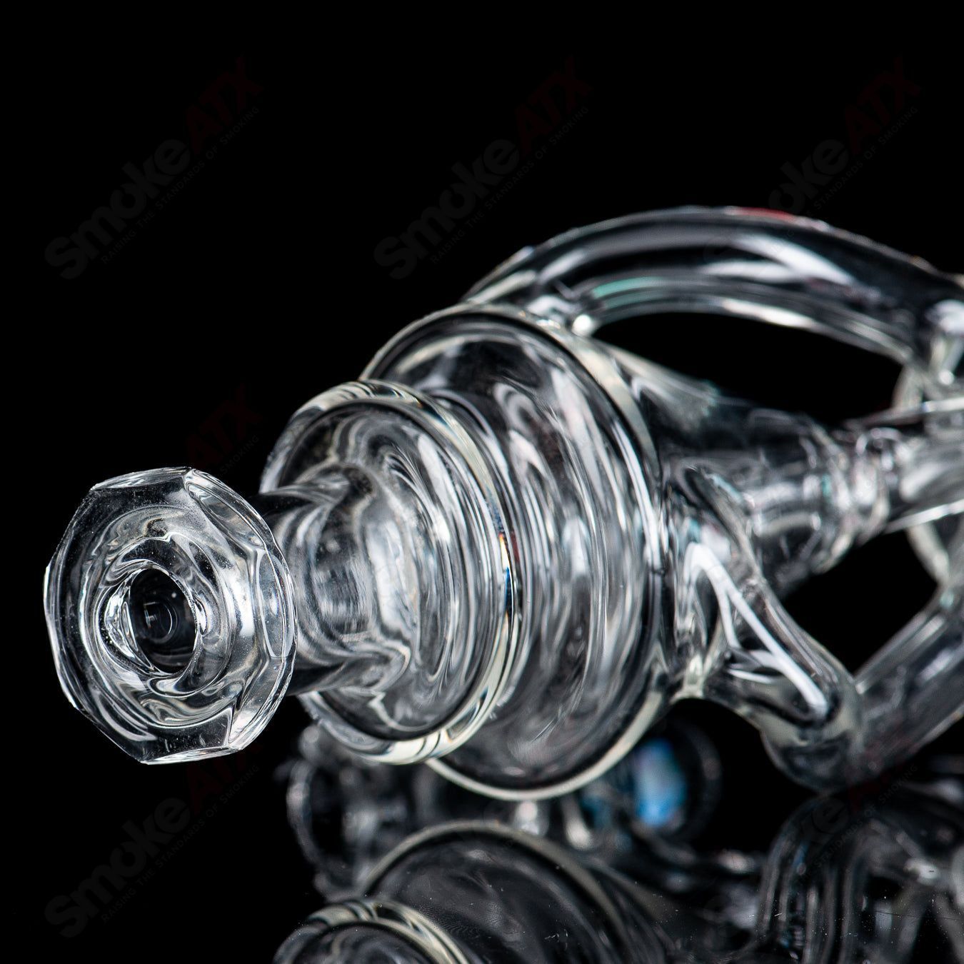 1 NJR Faceted Spinner Recycler w/ Opal - Smoke ATX
