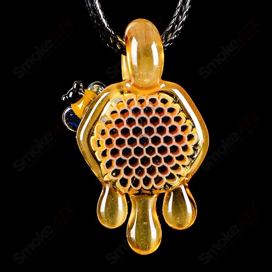 1 Small Honeycomb Drip Pendant Joe P Glass - Smoke ATX
