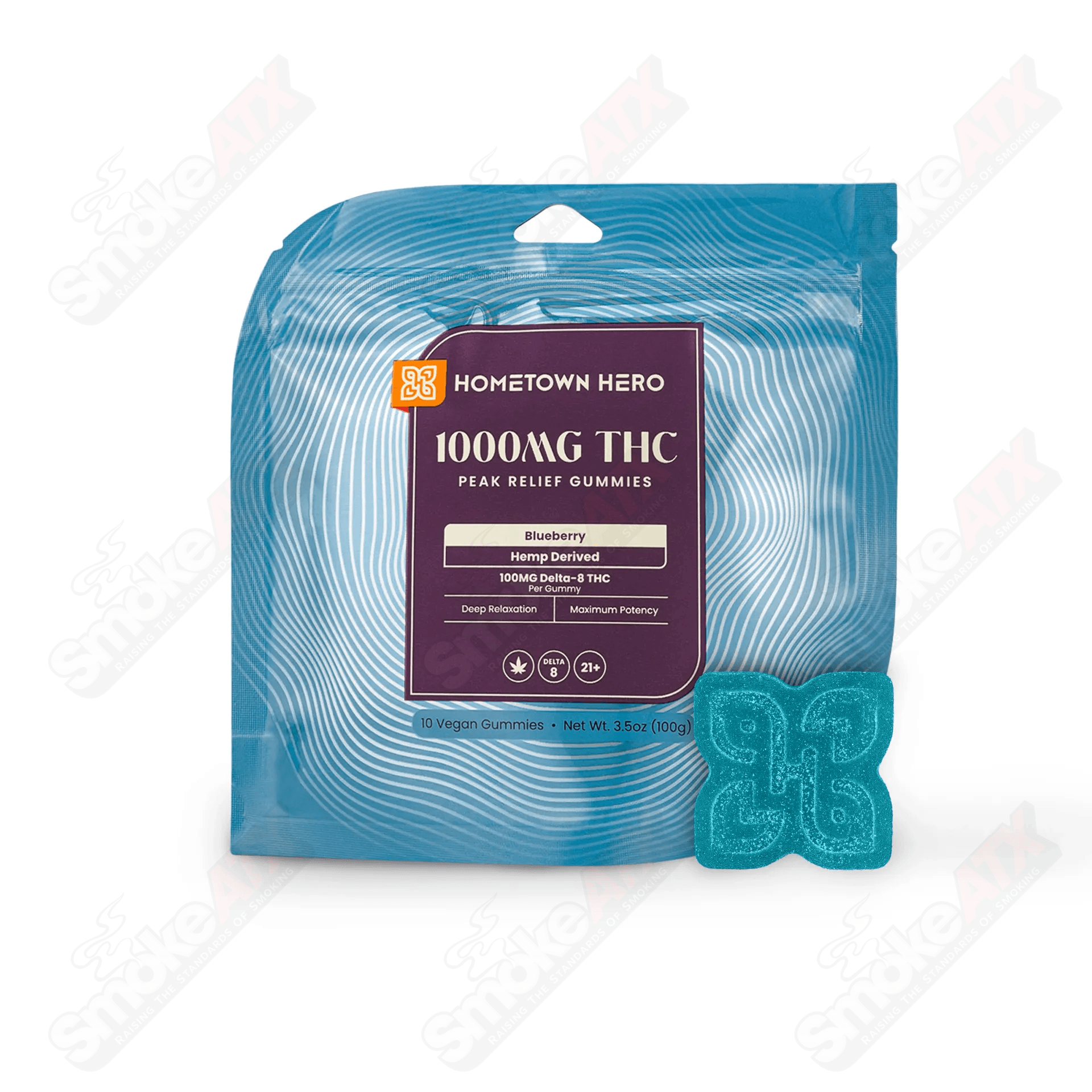 1000mg Blueberry Delta 8 Peak Gummies Hometown Hero - Smoke ATX