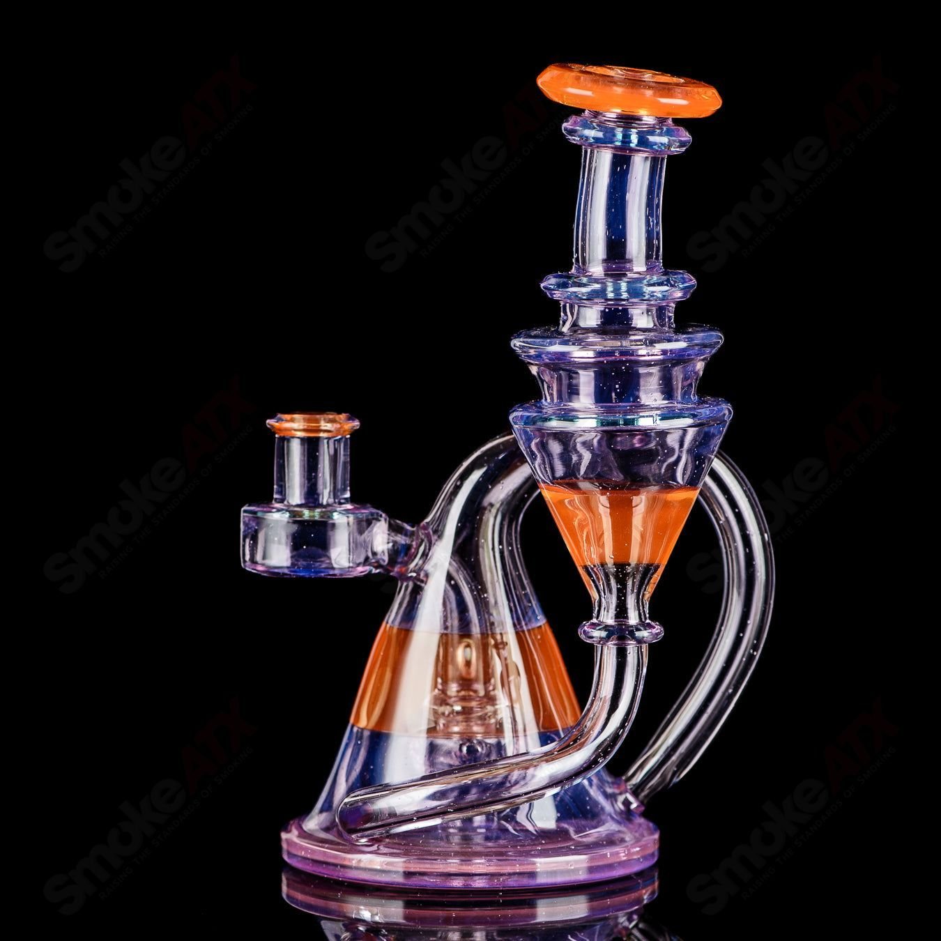 10mm V2 Quickdraw Recycler (New Age and Ghost Orange) Cerio Glass - Smoke ATX