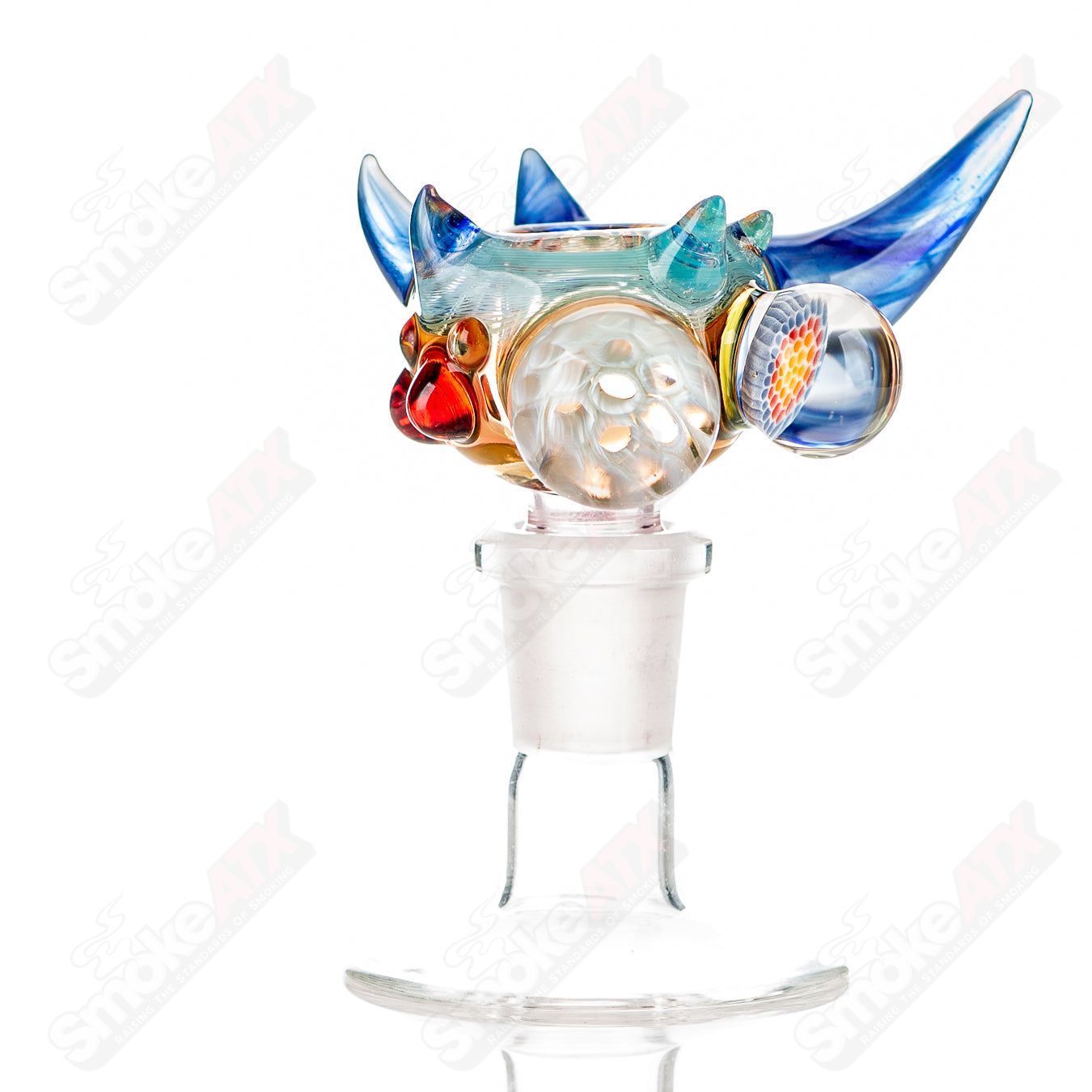 12 14mm Full Color Worked Horn Milli Bowl JMass - Smoke ATX