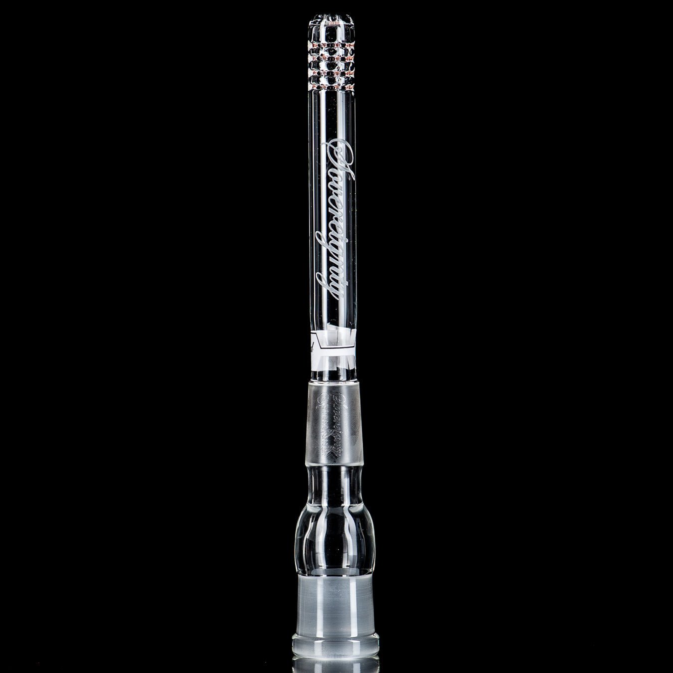 18/18mm 5.5" 180 Gridded Downstem (Light Red Elvis) Sovereignty Glass - Smoke ATX