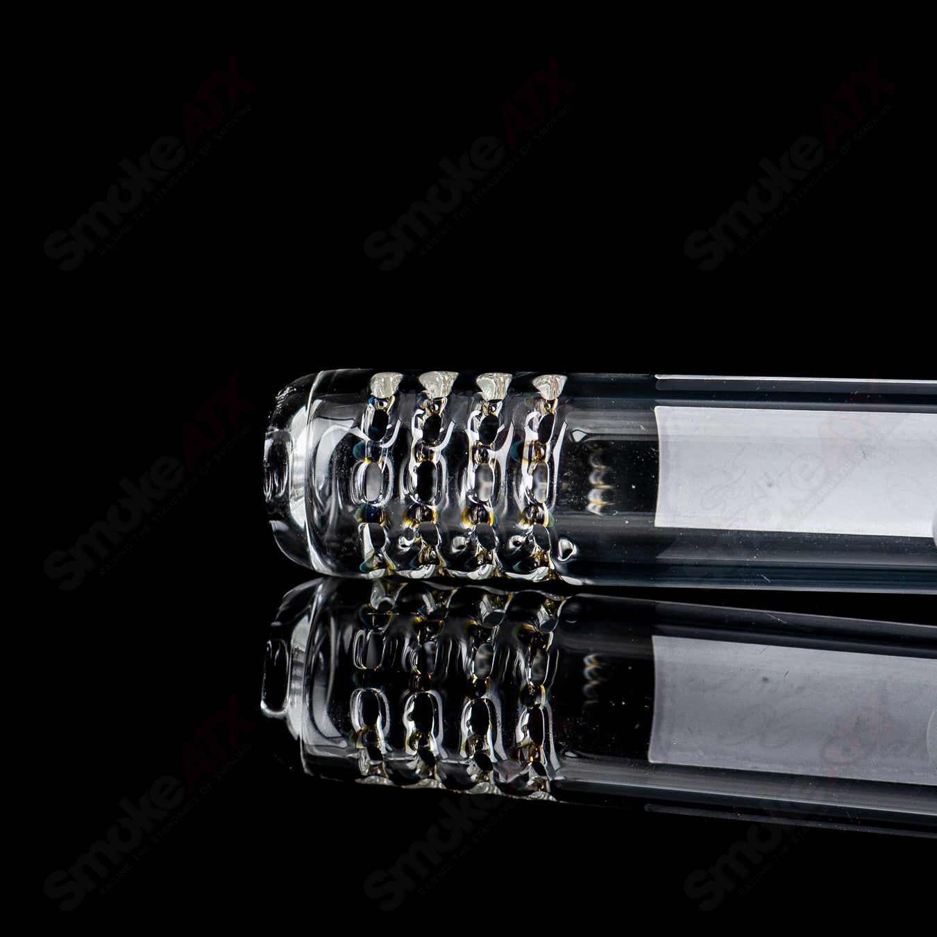 18mm Downstem 6.5" Amber Purple/Galaxy 180Gridded Downstem Sovereignty - Smoke ATX