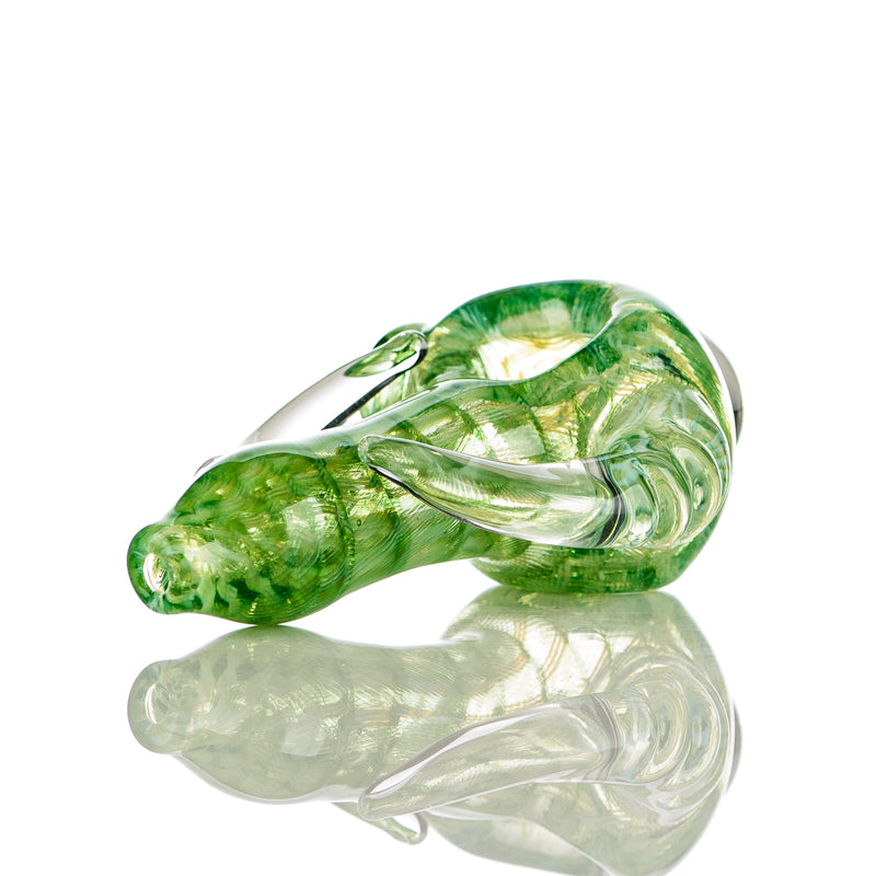 Transparent Green I/O Coil Spoon w Clear Horns Signed - JMK Glass - Smoke ATX