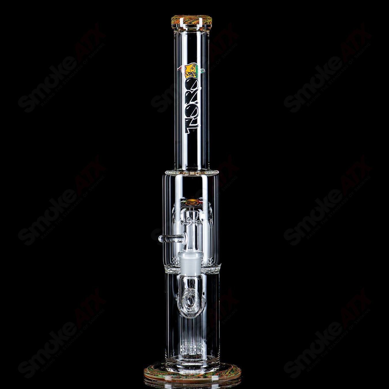2 18mm 7/13 Arm Perc w Worked Sections Toro Glass - Smoke ATX