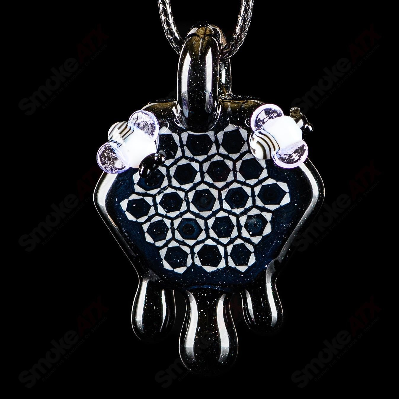 2" Honeycomb Drip Pendant (Black&White) Joe P Glass - Smoke ATX