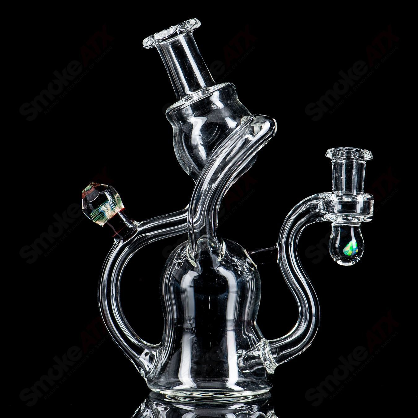 2 NJR Faceted Spinner Recycler w/ Opal - Smoke ATX