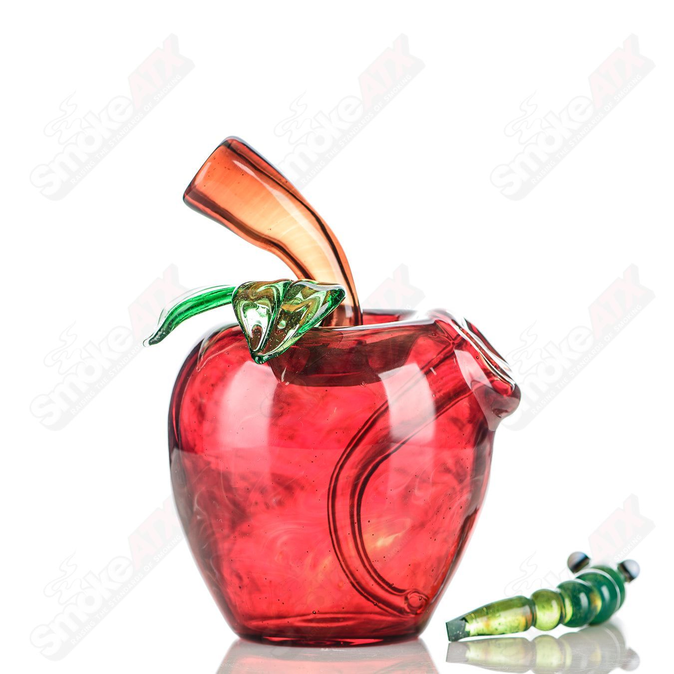 Red Apple Rig w/ Worm Dabber Pouch Glass - Smoke ATX