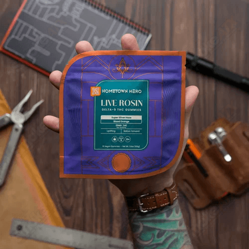250mg Blood Orange Delta - 9 Live Rosin Gummies Hometown Hero - Smoke ATX