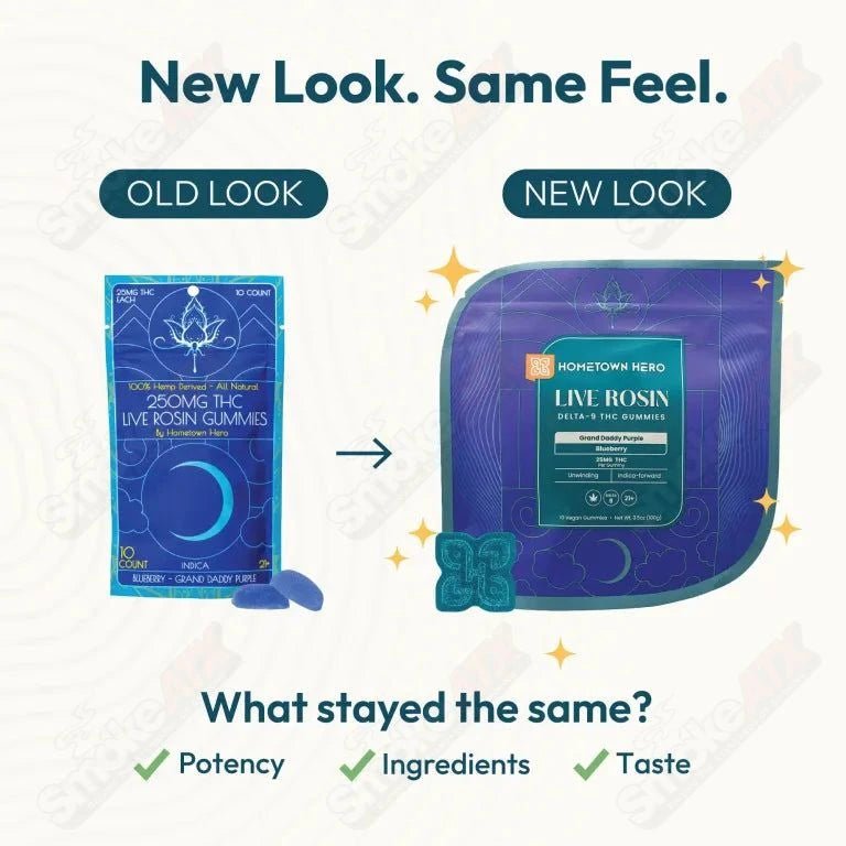250mg Blueberry GDP Delta - 9 Live Rosin Gummies Hometown Hero - Smoke ATX
