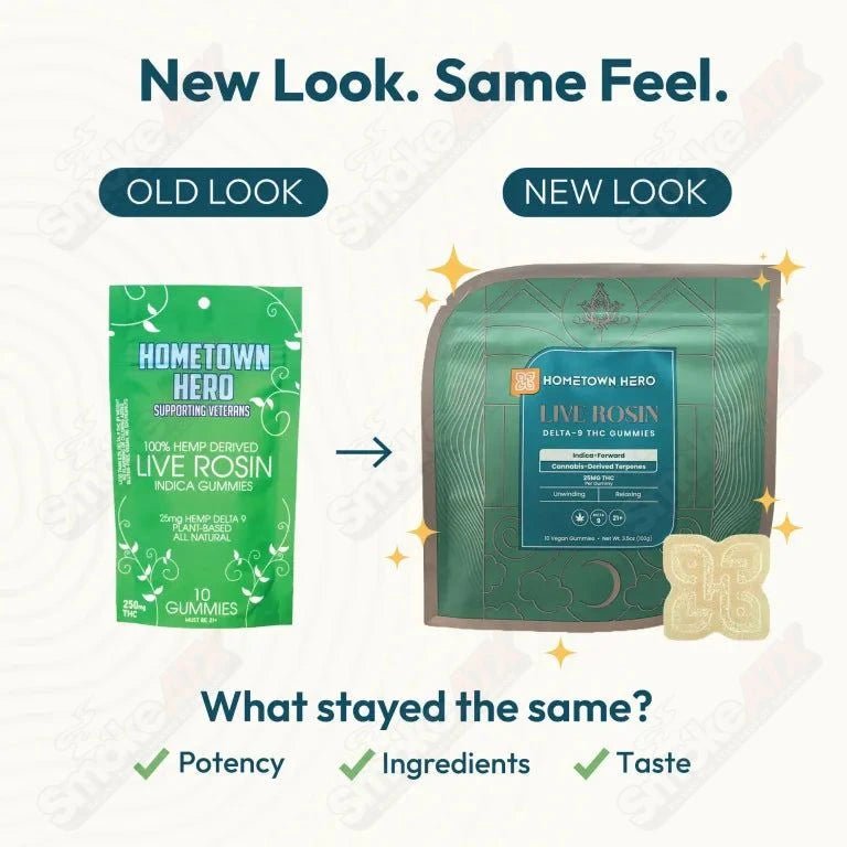 250mg Indica D9 Live Rosin Gummies Hometown Hero - Smoke ATX