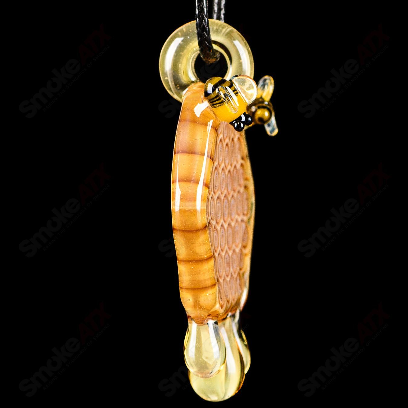 3" Large Honeycomb Drip Pendant w/ Custom Millifiori Joe P Glass - Smoke ATX