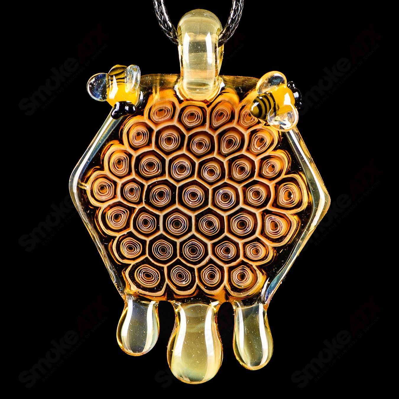 3" Large Honeycomb Drip Pendant w/ Custom Millifiori Joe P Glass - Smoke ATX