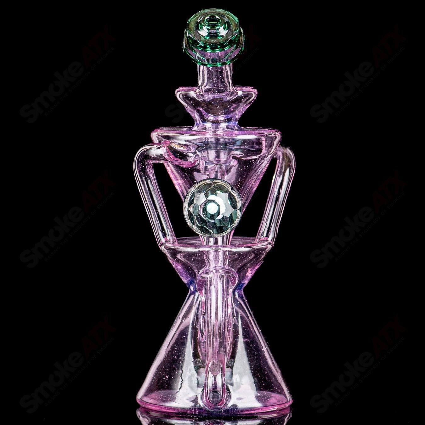 3 Faceted Two & Through Full - Size Recycler w/ Opal by Captn Chronic - Smoke ATX