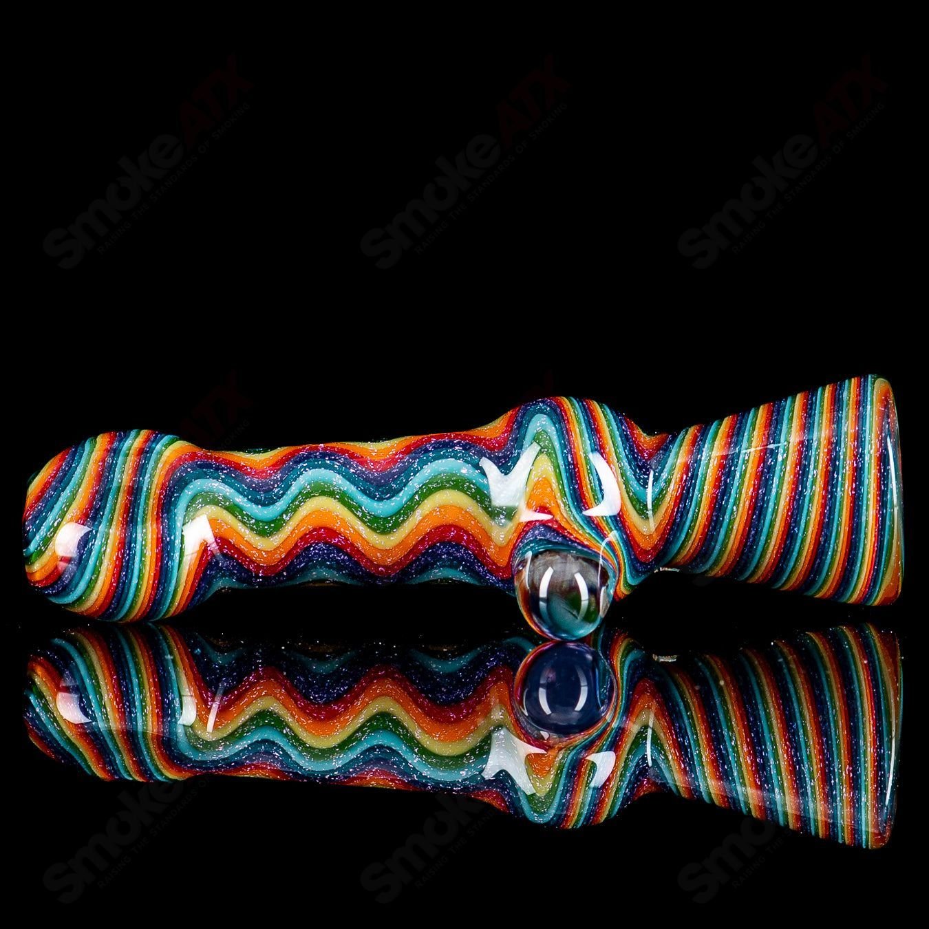 3 Rainbow Dichro Line Work Chillum by Shane Smith - Smoke ATX