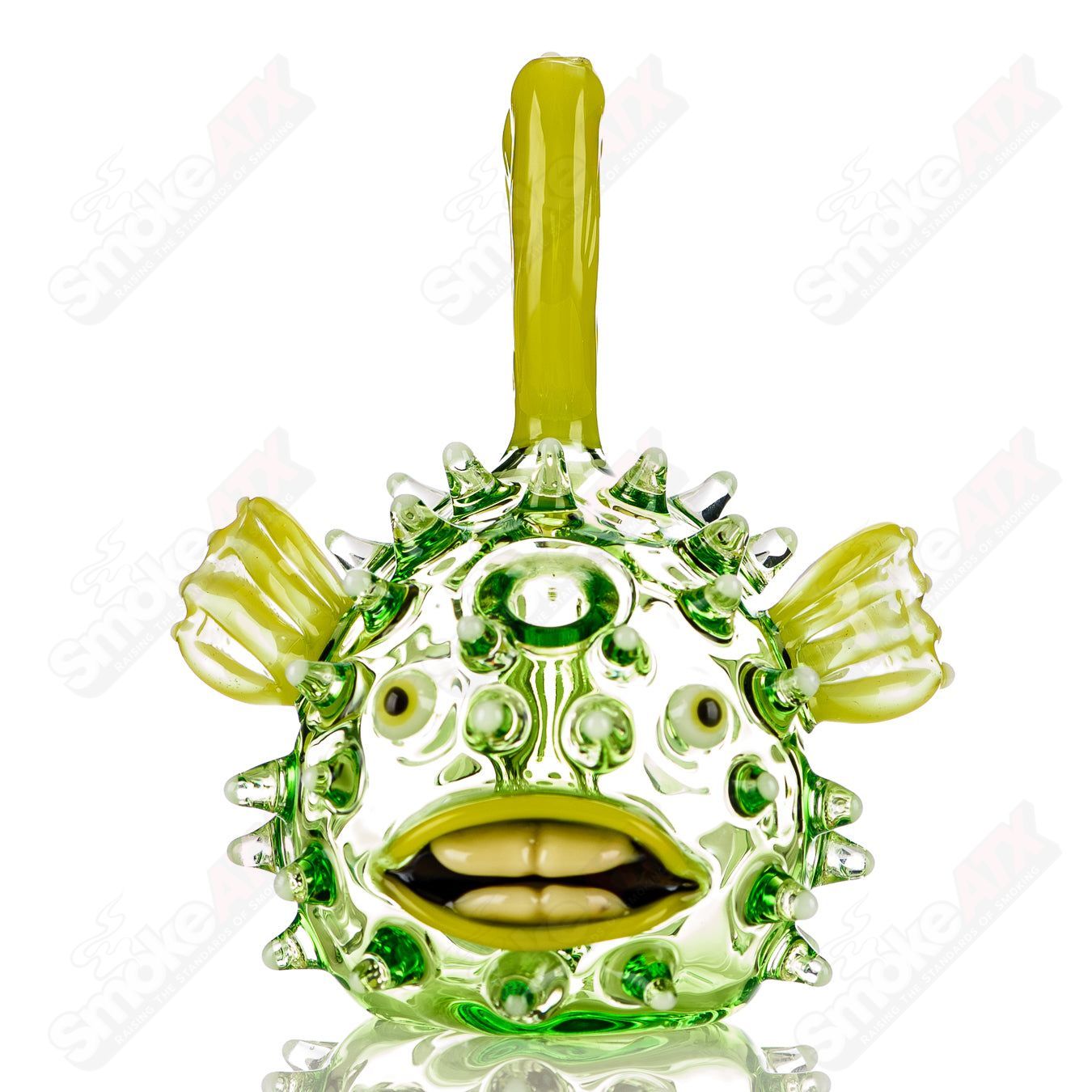 Green Puffer Rig w Glow Accents Chadd Lacy Glass - Smoke ATX