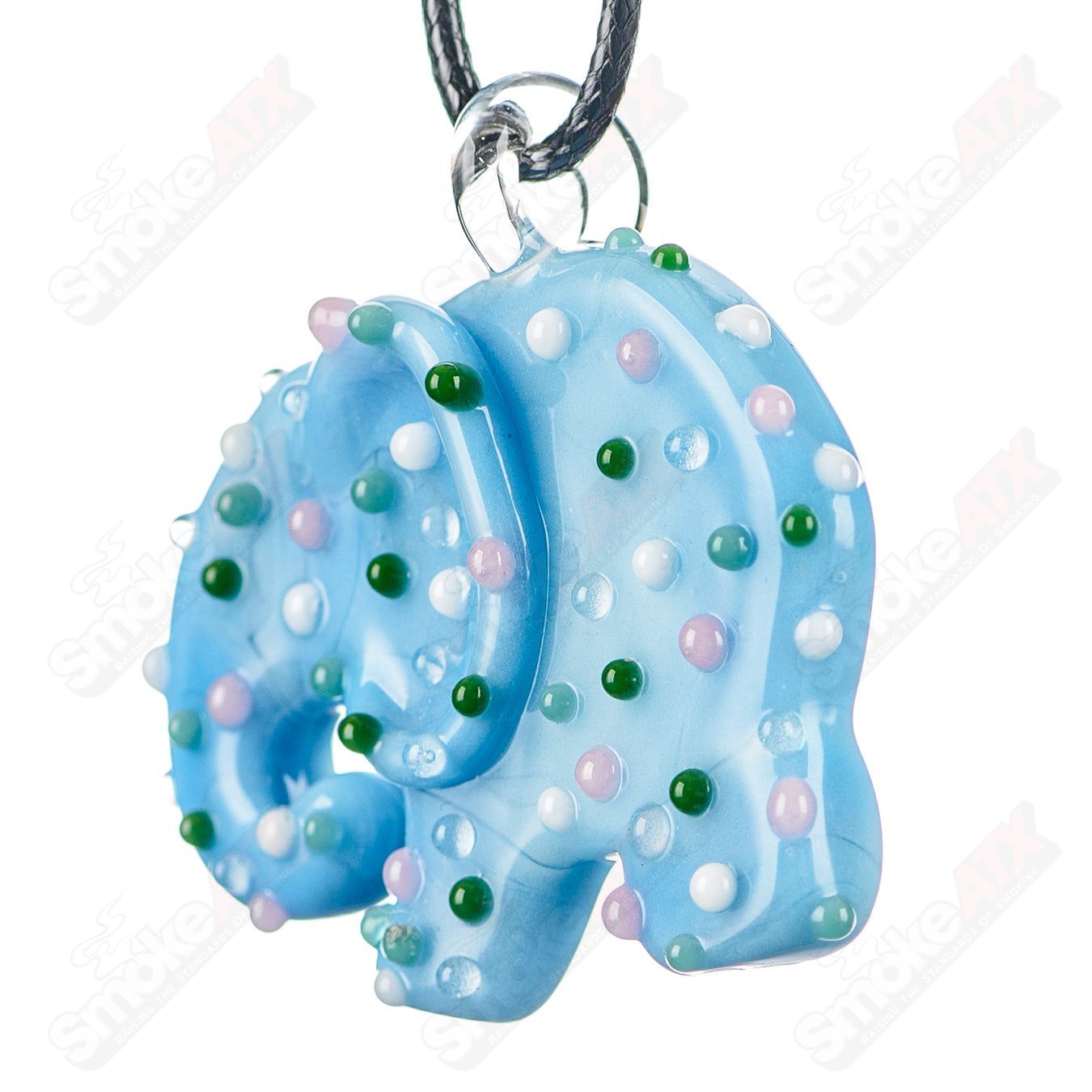 Large Robin Egg Blue Animal Cookie Pendant w UV Dots Renee Patula - Smoke ATX