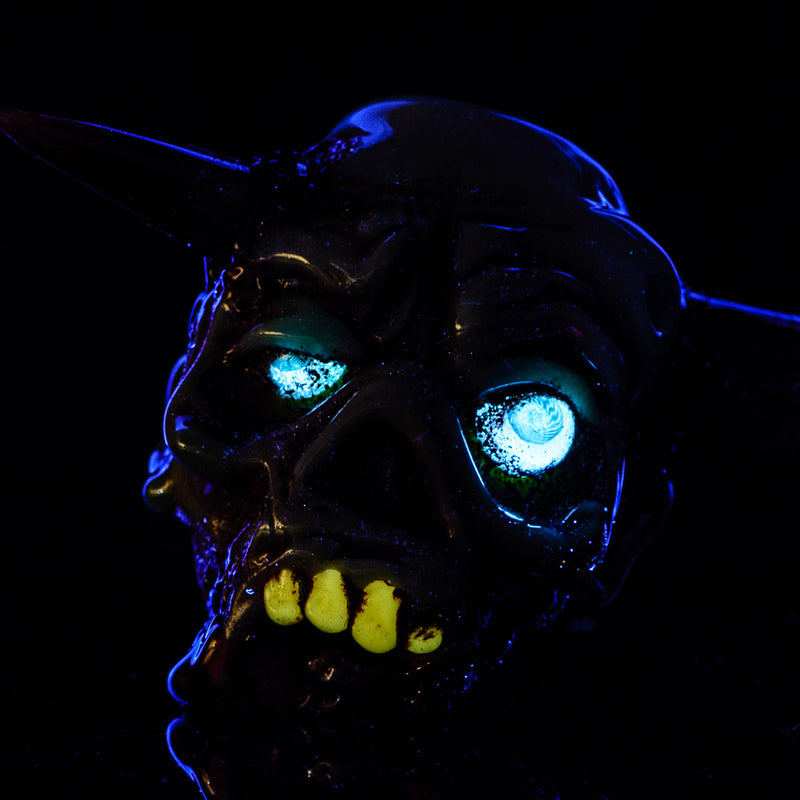 Zombie Head Spoon w/ Glow Eyes Ghost Glass - Smoke ATX