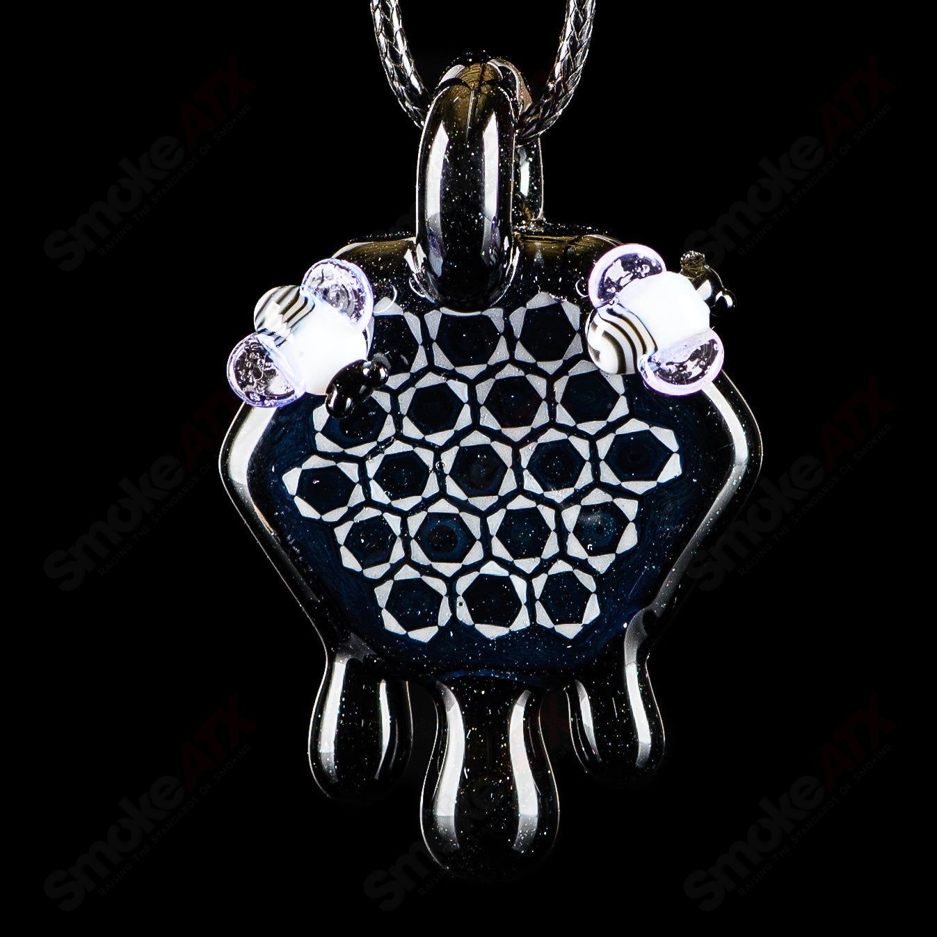 2" Honeycomb Drip Pendant (Black&White) Joe P Glass - Smoke ATX