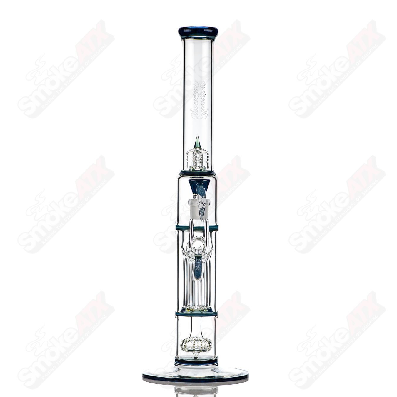 Pillar Straight Neck Solid  Foot Full Accent w/ Accented Seals (Irrid) Size Sovereignty - Smoke ATX