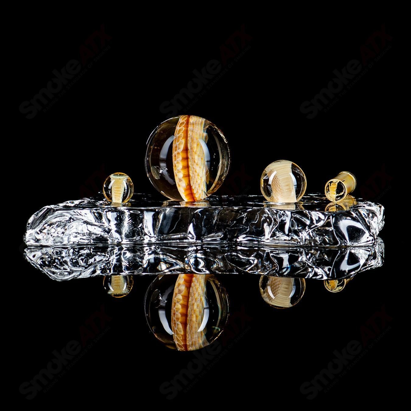 4pc Honeycomb Slurper Set by Joe P Glass - Smoke ATX