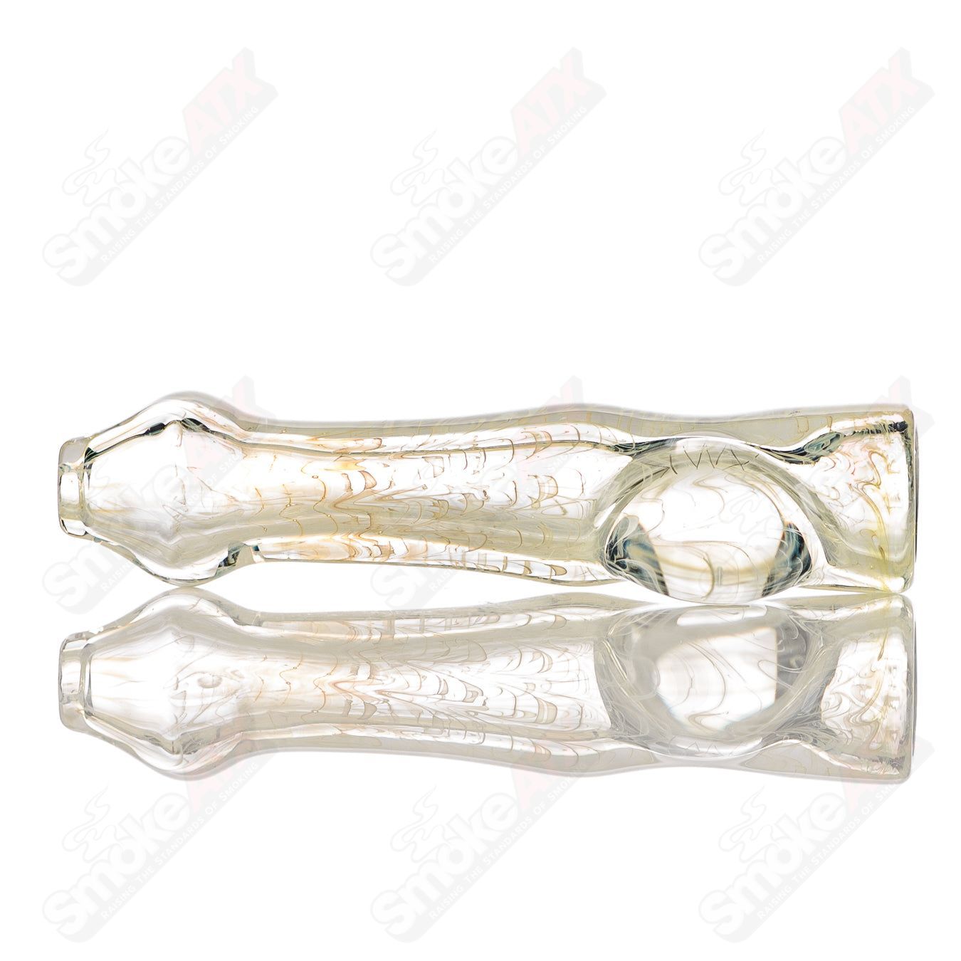 #2 Transparent Worked Chillum w/ Clear Dot Signed - JMK Glass - Smoke ATX