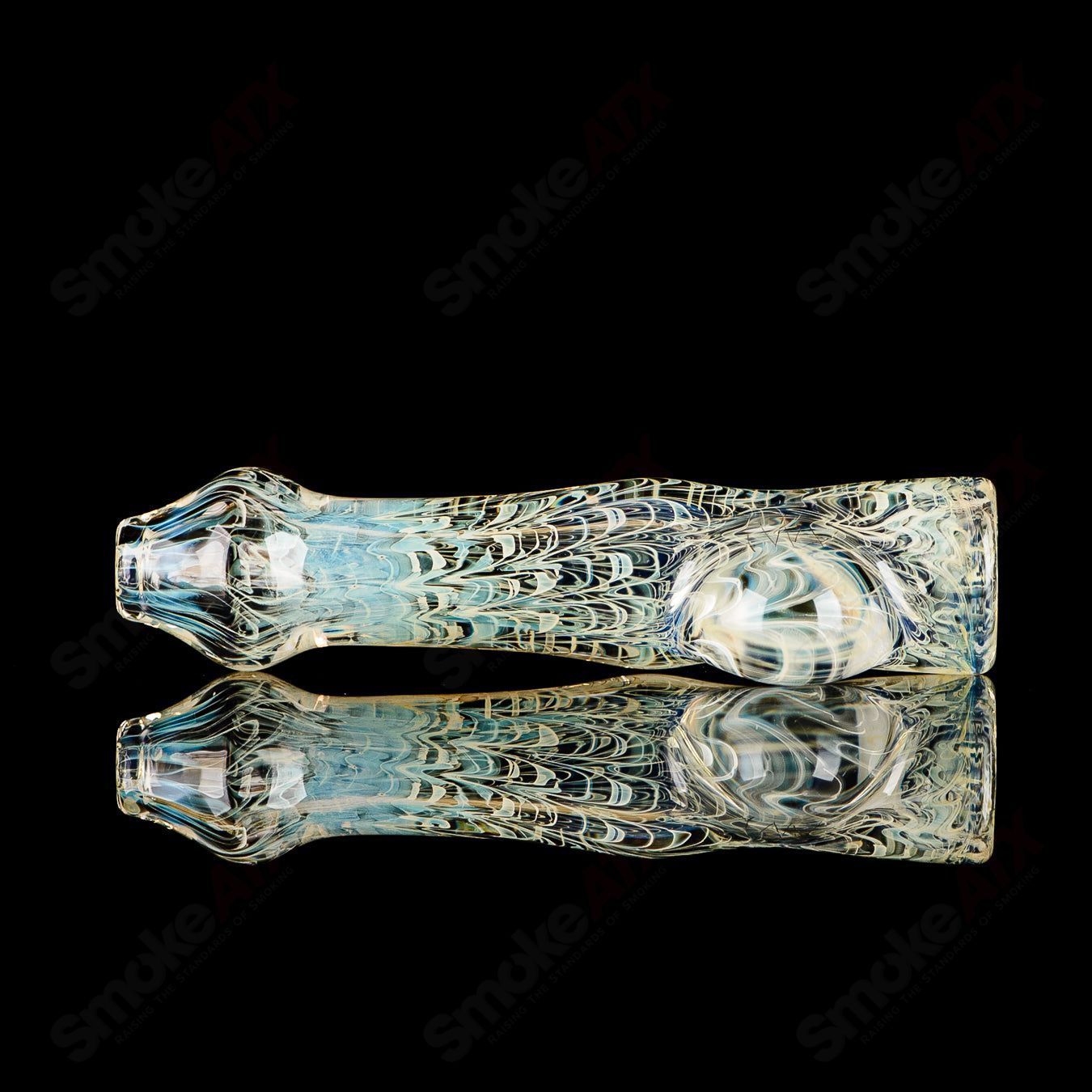 #2 Transparent Worked Chillum w/ Clear Dot Signed - JMK Glass - Smoke ATX