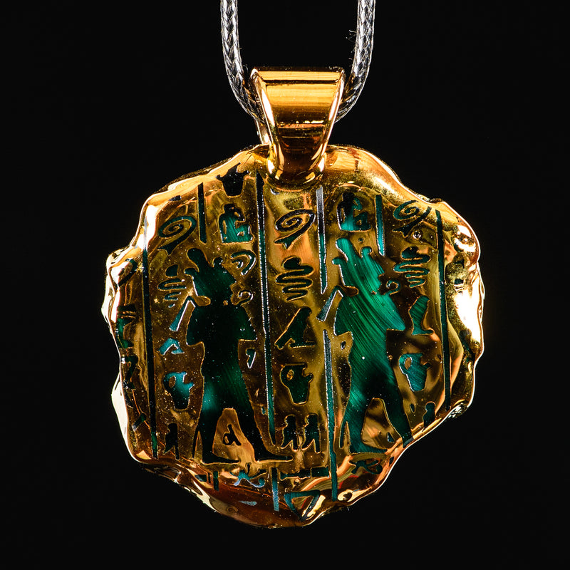 Golden Treasure Pendant (Pharoah) Green T Glass - Smoke ATX