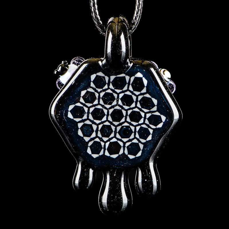 2" Honeycomb Drip Pendant (Black&White) Joe P Glass - Smoke ATX