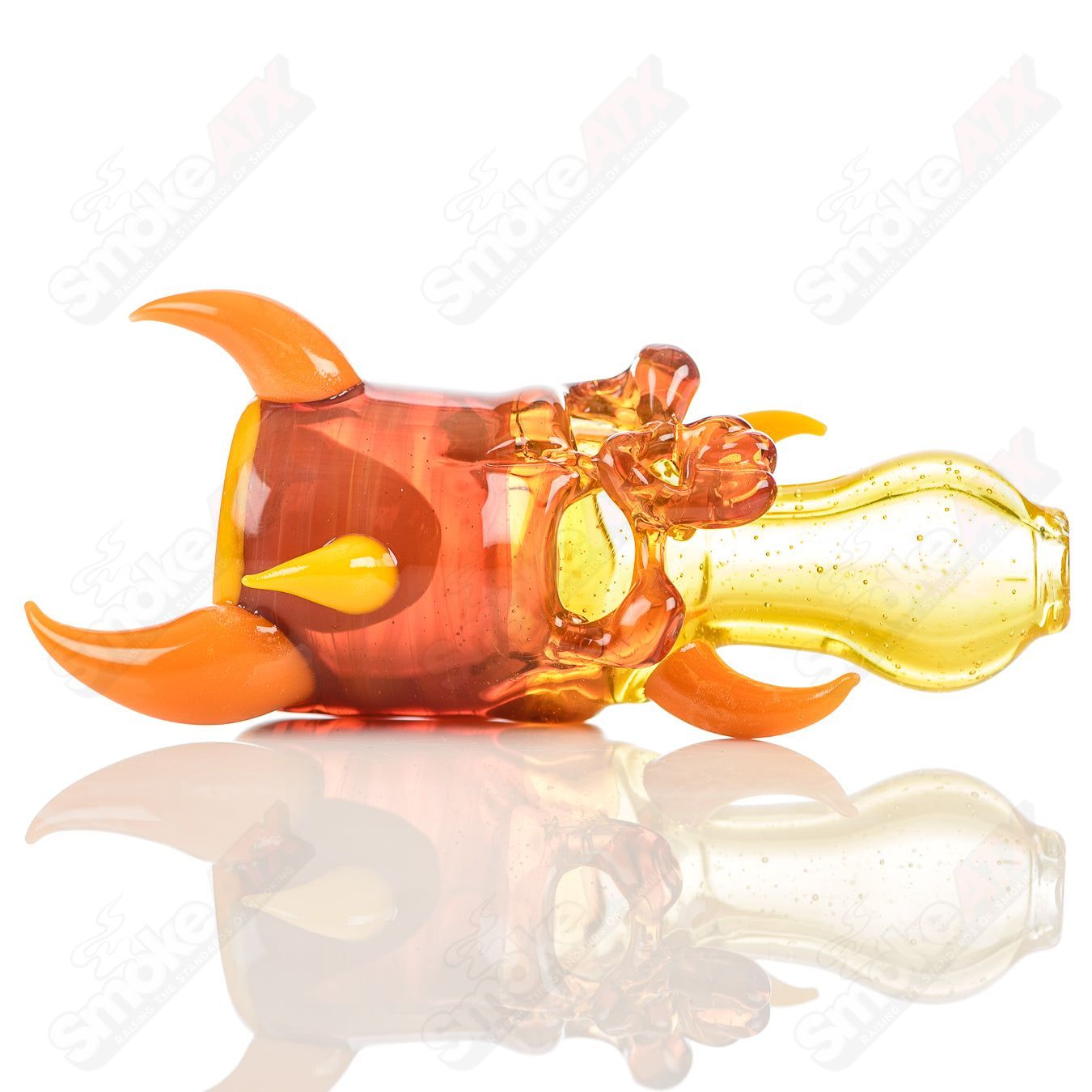 Orange Skull Hitter w UV Accents Ghost Glass - Smoke ATX