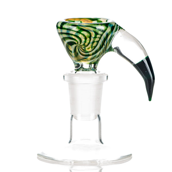 14mm Green Spiral Martini Slide w Opal/Black Horn Indo Glass - Smoke ATX