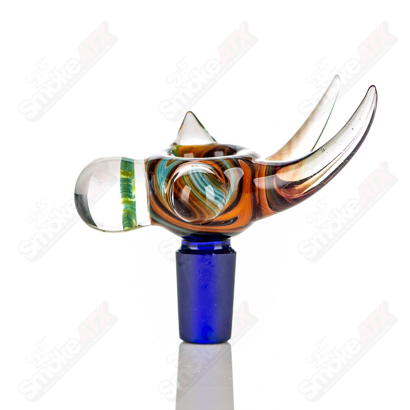 #5 14mm Full Color Worked Horn Milli Bowl JMass - Smoke ATX