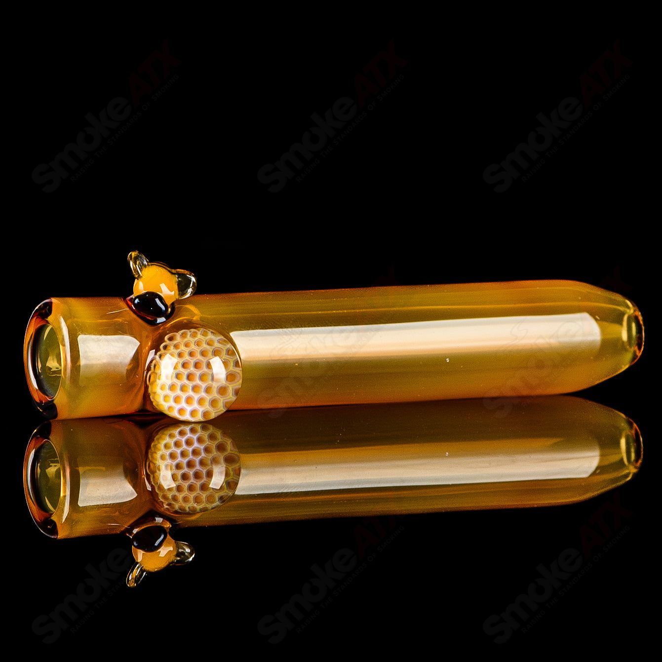 One Hitter Honeycomb & Bee Chillum Joe P Glass - Smoke ATX