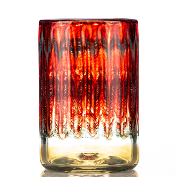 Red Wrap N Rake Tumbler Glass by Ed Wolfe Glass - Smoke ATX