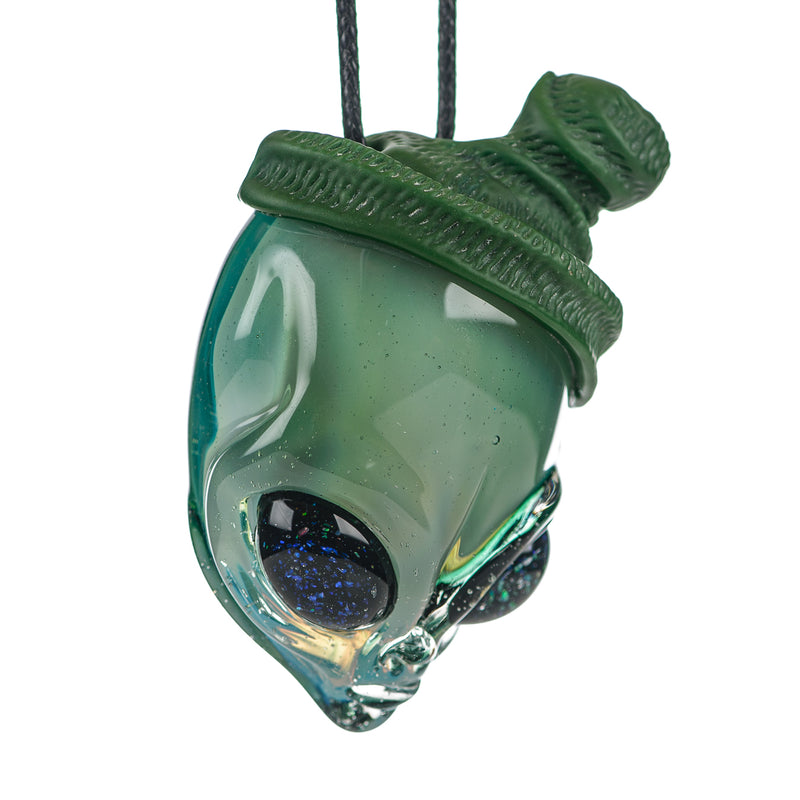 #3 Alien Pendant w Beanie Ghost Glass