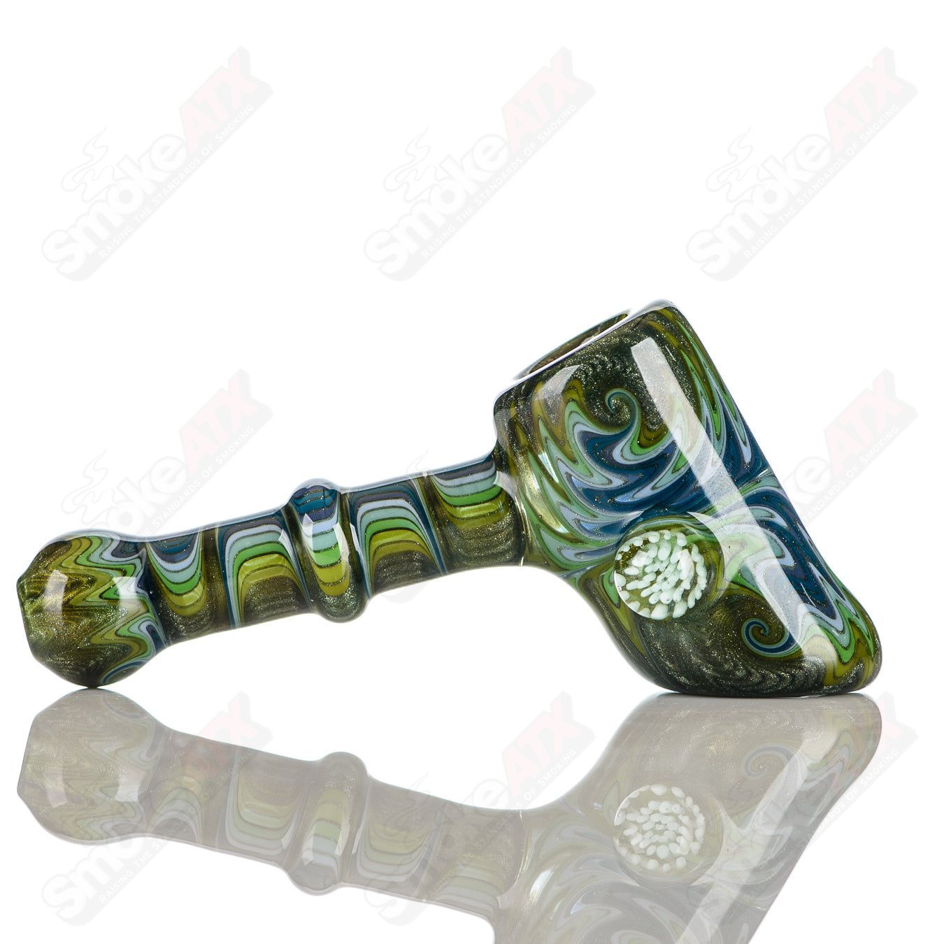 #7 Wig Wag Hammer Dry Pipe Katy Wright Glass - Smoke ATX