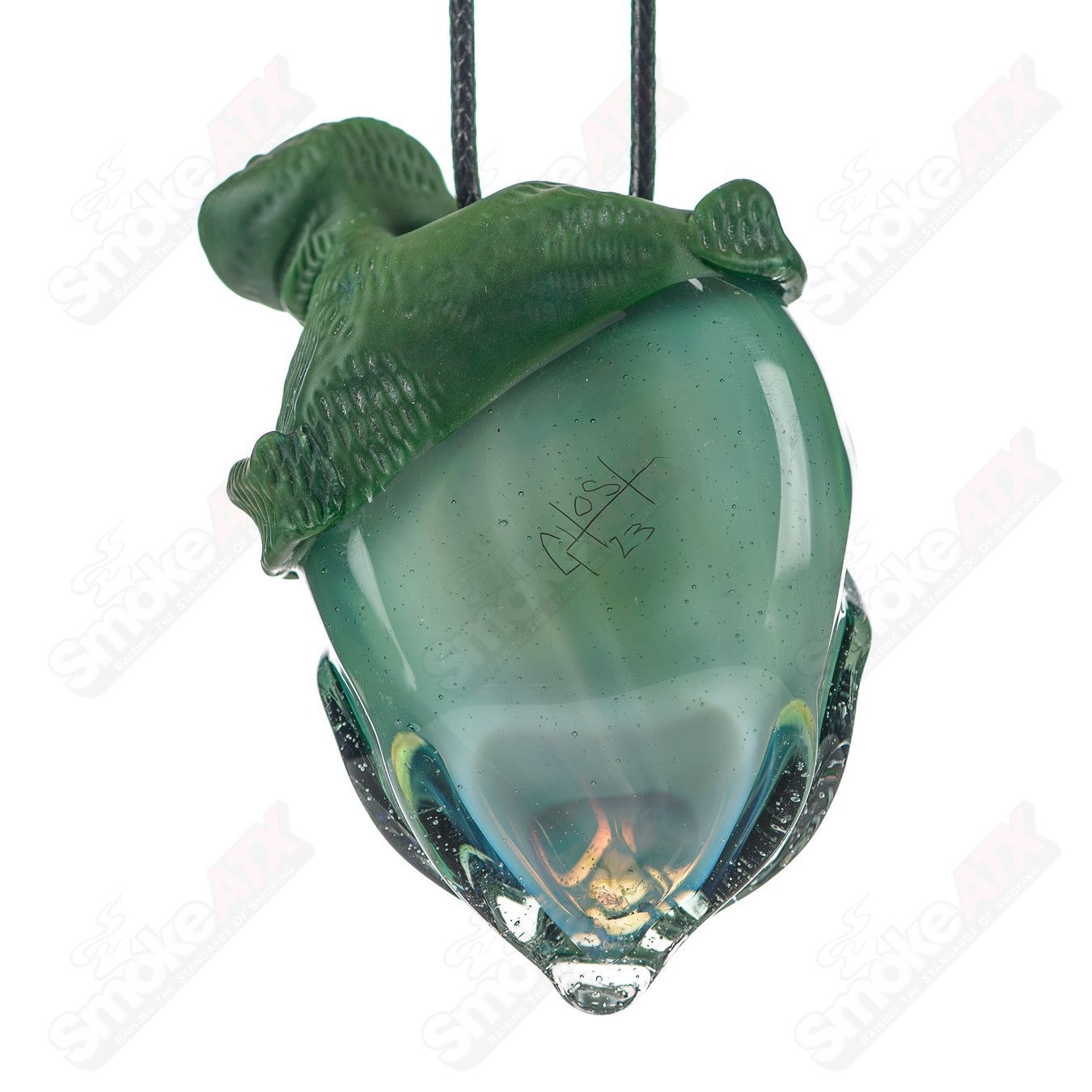 #3 Alien Pendant w Beanie Ghost Glass - Smoke ATX