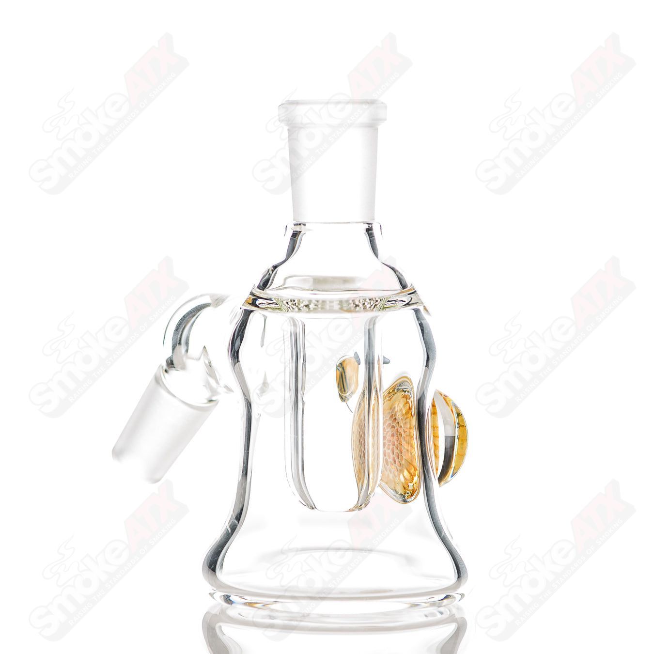 14/45 Clear Dry Catcher w Honeycomb + Bee Joe P Glass - Smoke ATX