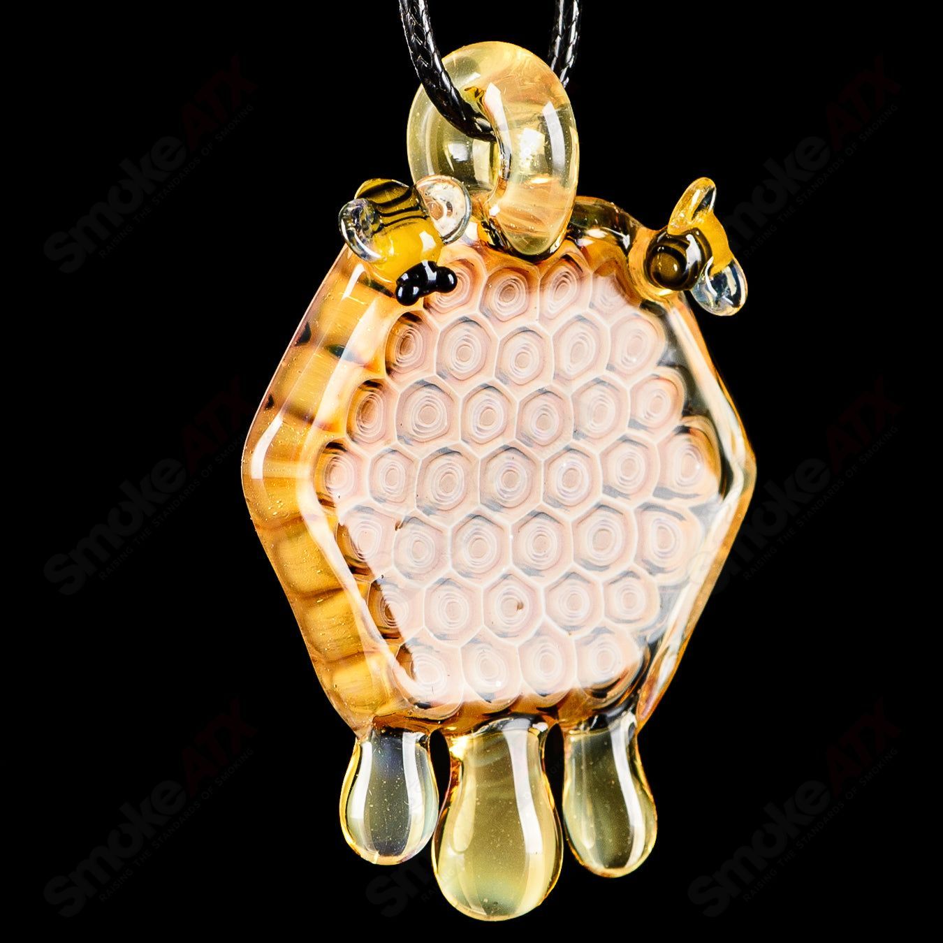 3" Large Honeycomb Drip Pendant w/ Custom Millifiori Joe P Glass - Smoke ATX
