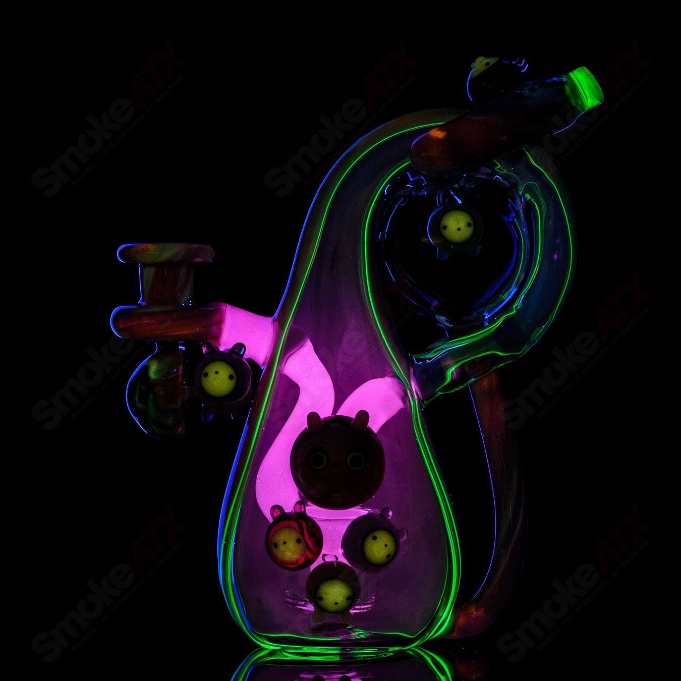 UV Reactive Multicolor Recycler Rig Earl Jr. x Aquariust Glass - Smoke ATX
