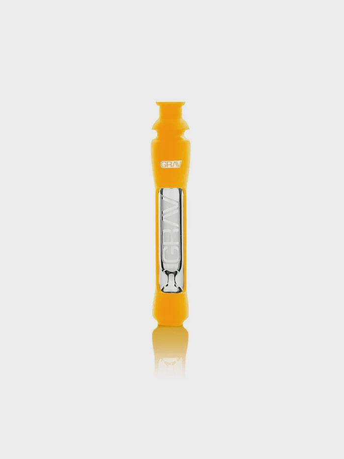 Mustard Yellow 12mm Grav Taster w/ Silicone - Smoke ATX
