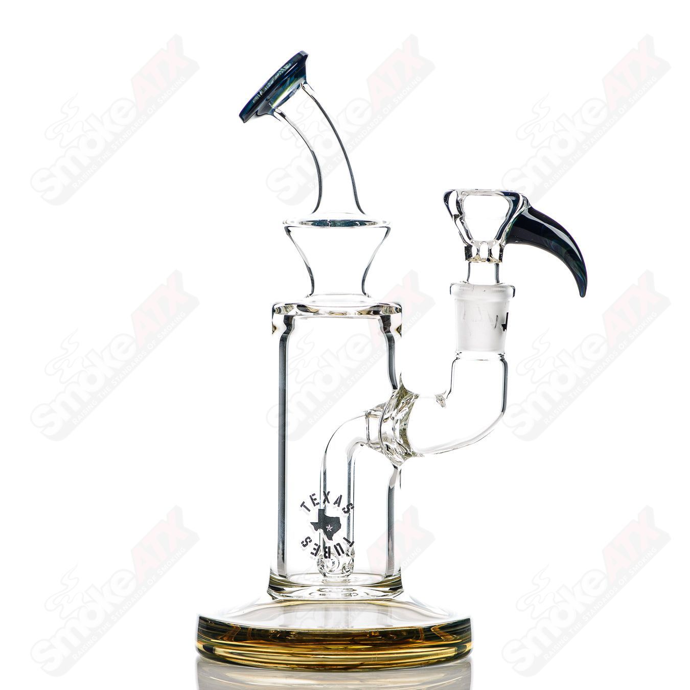 8in 14mm Rig w/ Flower Bowl (Blue-Green) Texas Tubes - Smoke ATX