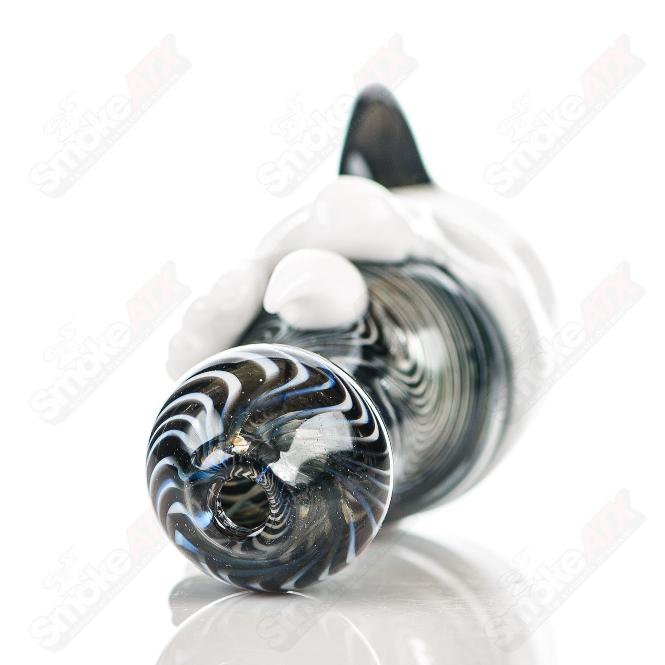 Black/White Worked Skull Hitter Ghost Glass - Smoke ATX