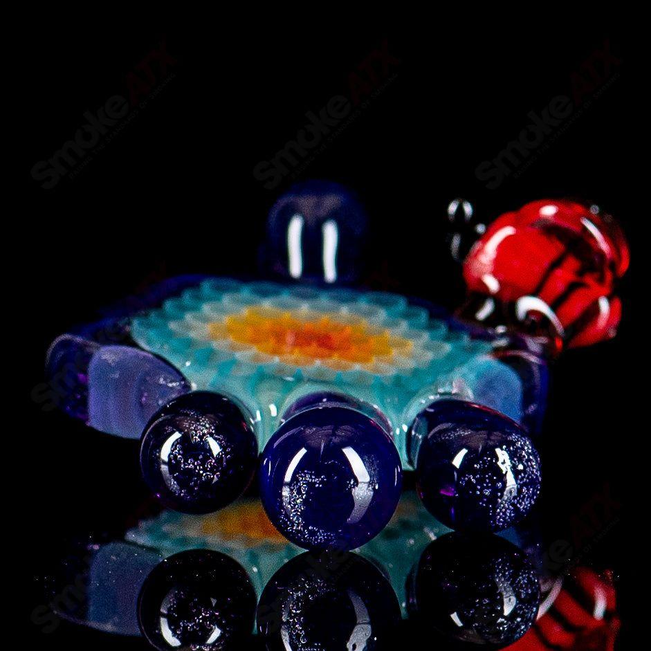 #2 Small Color Honeycomb Drip Pendant by Joe P Glass - Smoke ATX