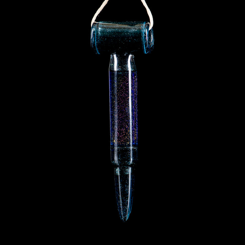 Bullet Pendant in Teal/Cobalt (Signed RMG 2015) by Robert Mickelsen Glass (RAM) - Smoke ATX