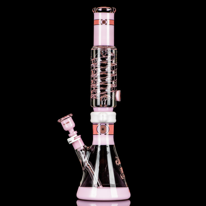 2pc Set 15" Milky Pink Full Color Signature Coil Condenser + Base Illadelph - Smoke ATX